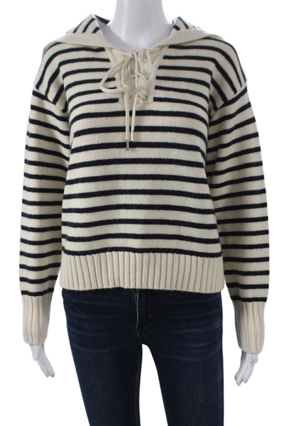 Moon River Womens Ivory Wool Striped Pullover Sweater Size XS