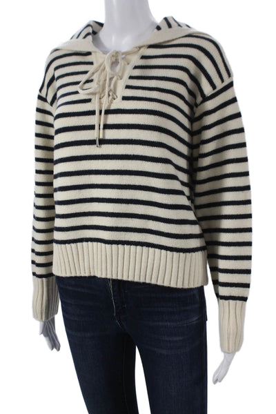Moon River Womens Ivory Wool Striped Pullover Sweater Size XS