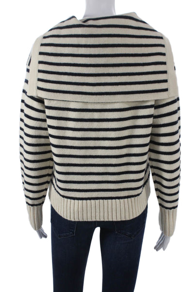 Moon River Womens Ivory Wool Striped Pullover Sweater Size XS