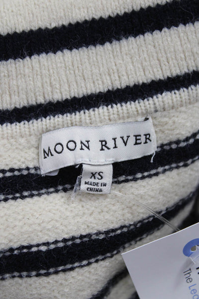 Moon River Womens Ivory Wool Striped Pullover Sweater Size XS