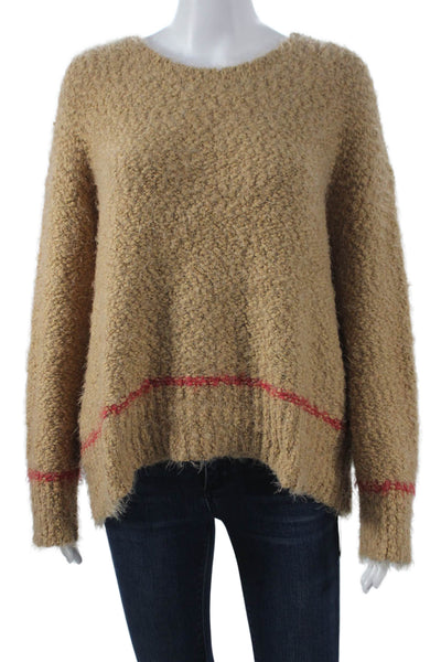 Splendid Womens Pullover Striped Beige Round Neck Long Sleeve Sweater Size M