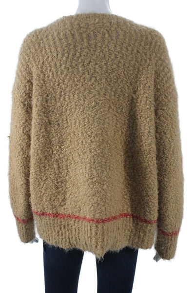 Splendid Womens Pullover Striped Beige Round Neck Long Sleeve Sweater Size M