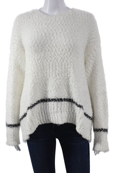 Splendid Women Pullover Sweater Striped Crew Neck White Long Sleeve Size S