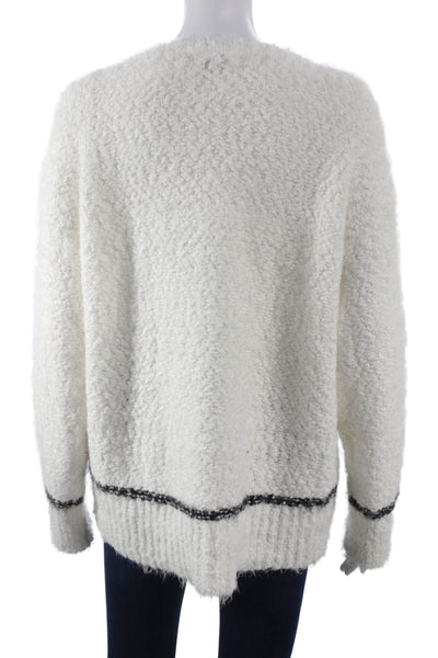 Splendid Women Pullover Sweater Striped Crew Neck White Long Sleeve Size S