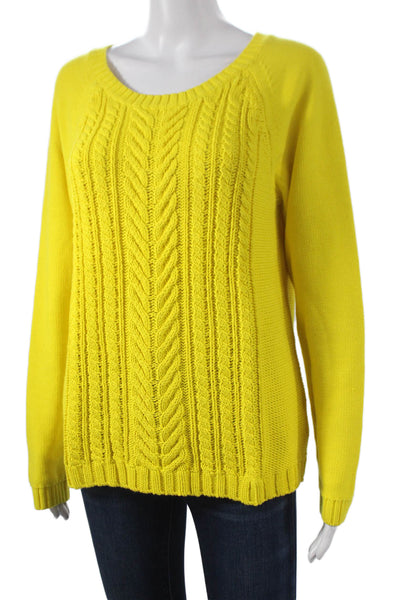 J Crew Womens Yellow Cotton Pullover Sweater Long Sleeve Round Neck Size M