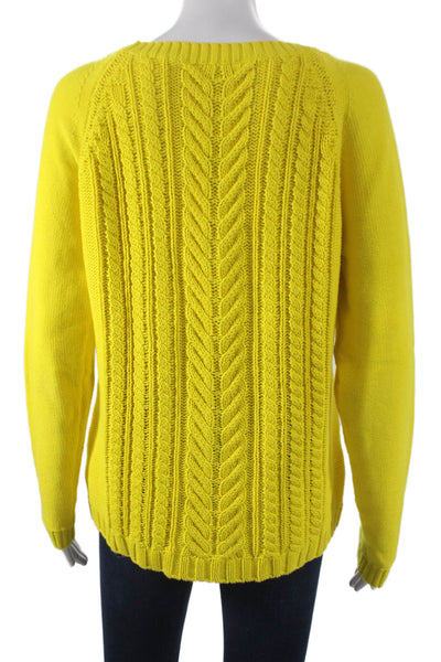 J Crew Womens Yellow Cotton Pullover Sweater Long Sleeve Round Neck Size M