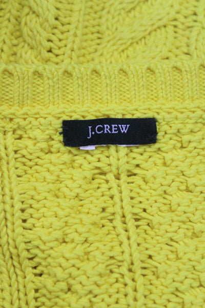 J Crew Womens Yellow Cotton Pullover Sweater Long Sleeve Round Neck Size M