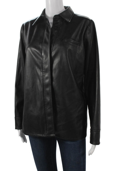 Bagatelle Womens Basic Jacket Black Button Polyurethane Long Sleeve Size S
