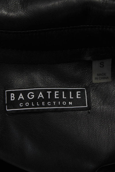 Bagatelle Womens Basic Jacket Black Button Polyurethane Long Sleeve Size S