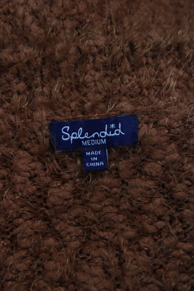 Splendid Women Cardigan Brown V-Neck Long Sleeve Size M