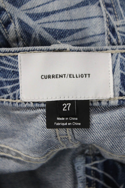 Current/Elliott Womens Skinny Floral Blue High Rise Jeans Size 27