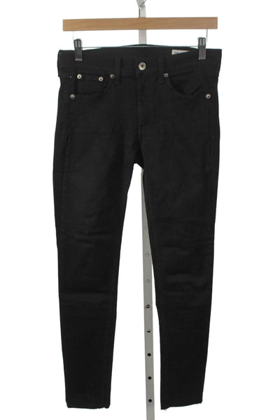 Rag & Bone Women Skinny Jeans Black Modal Mid Rise Button Size 27