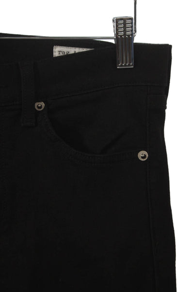 Rag & Bone Women Skinny Jeans Black Modal Mid Rise Button Size 27