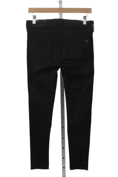 Rag & Bone Women Skinny Jeans Black Modal Mid Rise Button Size 27