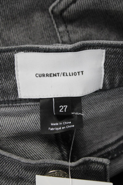 Current/Elliott Womens Skinny Gray High Rise Jeans Button Size 27