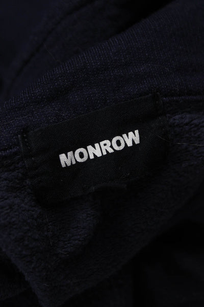 Monrow Women Black Rayon Collared Pullover Sweatshirt Long Sleeve Size S