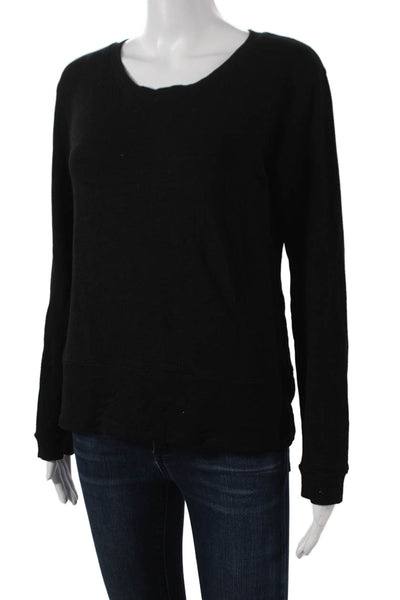 Monrow Womens Black Scoop Neck Long Sleeve Basic T Shirt Pullover Rayon Size S