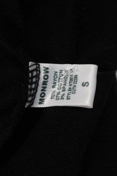 Monrow Womens Black Scoop Neck Long Sleeve Basic T Shirt Pullover Rayon Size S