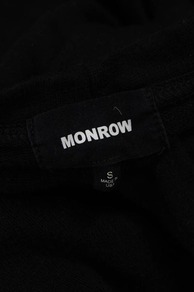Monrow Womens Black Scoop Neck Long Sleeve Basic T Shirt Pullover Rayon Size S