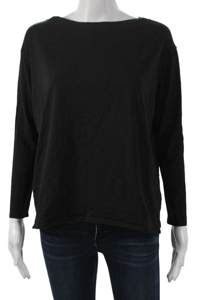Lululemon Women Long Sleeve Boat Neck Basic T-Shirt Black Size M