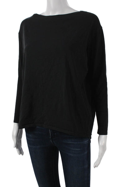 Lululemon Women Long Sleeve Boat Neck Basic T-Shirt Black Size M