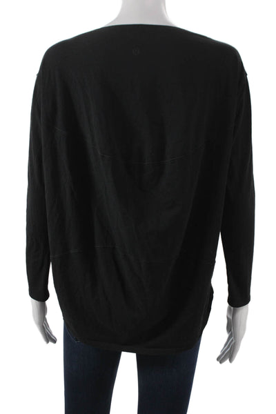 Lululemon Women Long Sleeve Boat Neck Basic T-Shirt Black Size M
