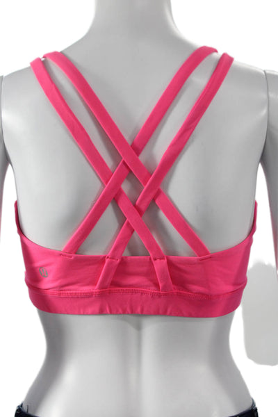 Lululemon Womens Strappy Back Sports Bra Neon Pink Size 8
