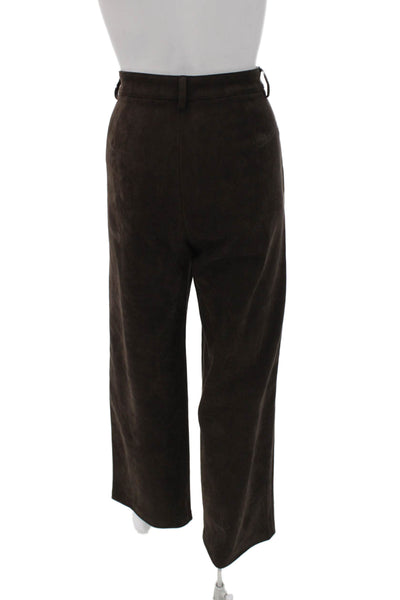 Zara Women Cropped Faux Suede Brown Pants Size M