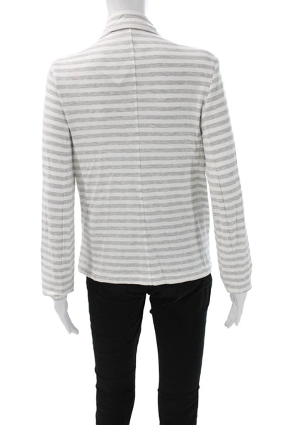 Majestic Filatures Women Biker Jacket Gray Striped Zip Size 3
