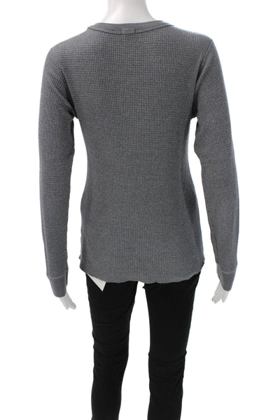 Monrow Women Basic T-Shirt Gray Crew Neck Long Sleeve Polyester Size L