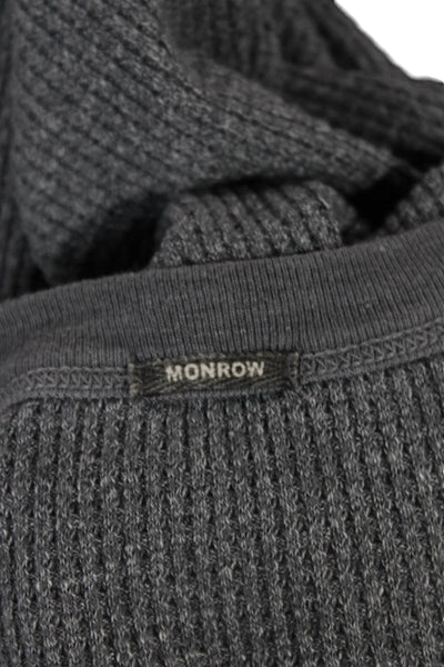 Monrow Women Basic T-Shirt Gray Crew Neck Long Sleeve Polyester Size L