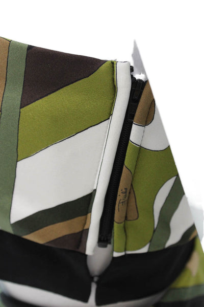 Emilio Pucci Womens Geometric Print Tank Top Skirt Set Brown Green Size 8/Small