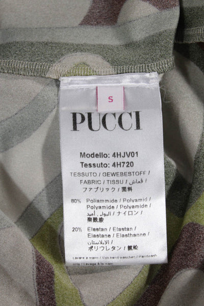 Emilio Pucci Womens Geometric Print Tank Top Skirt Set Brown Green Size 8/Small