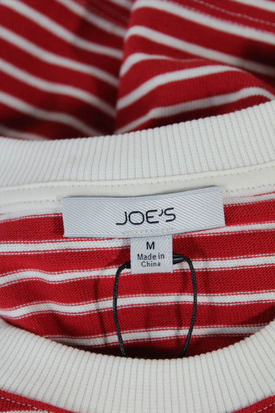 Joes Jeans Womens Basic Striped Cotton Crew Neck Long Sleeve T-Shirt Red Size M