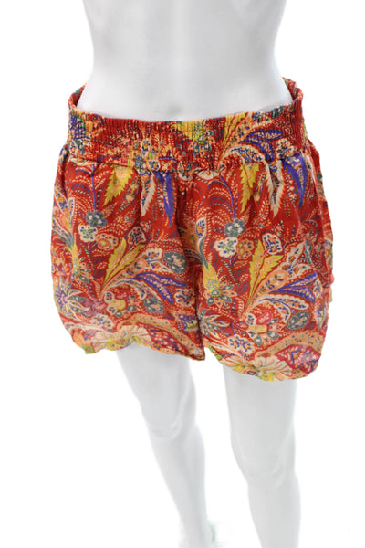 Etro Women Multicolor Paisley Ramie Casual Pull On Shorts Size 48
