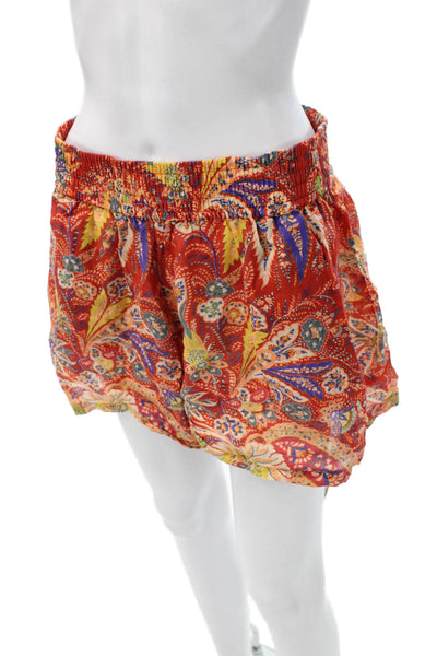 Etro Women Multicolor Paisley Ramie Casual Pull On Shorts Size 48