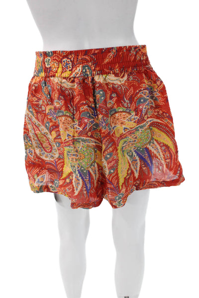 Etro Women Multicolor Paisley Ramie Casual Pull On Shorts Size 48