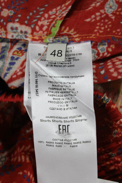 Etro Women Multicolor Paisley Ramie Casual Pull On Shorts Size 48