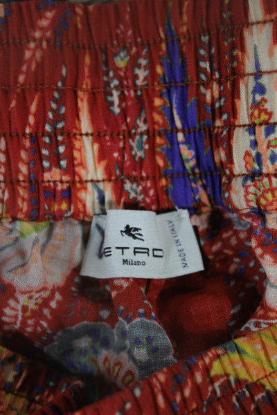 Etro Women Multicolor Paisley Ramie Casual Pull On Shorts Size 48