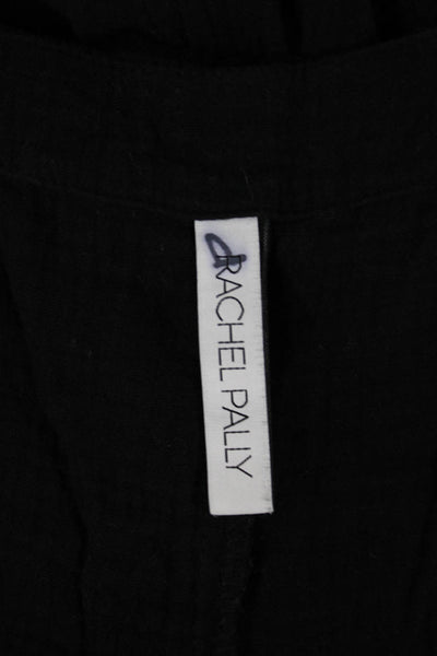 Rachel Pally Womens Jumpsuit Black Cotton V Neck Long Sleeve Button Size XL