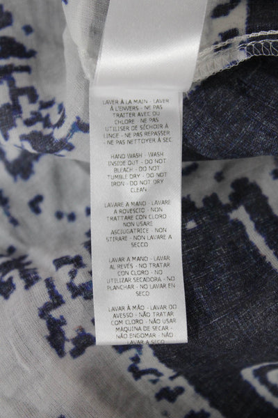 Balmain Women Blue Cotton Kimono Robe V-Neck Geometric 3/4 Sleeve Size L