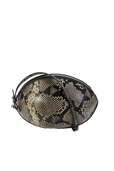 Zara Womens Snakeskin Print Football Shoulder Handbag Black Grey