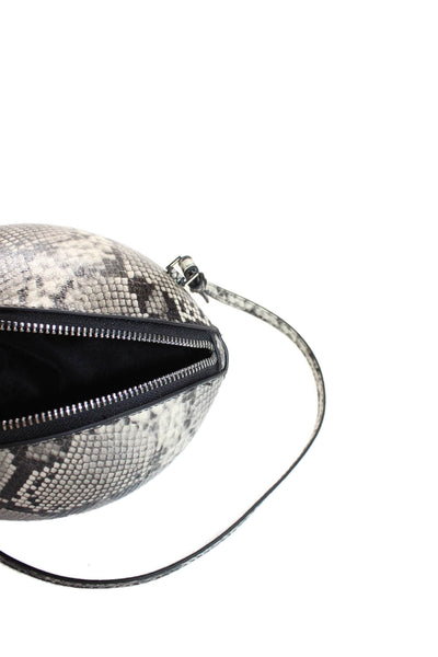 Zara Womens Snakeskin Print Football Shoulder Handbag Black Grey