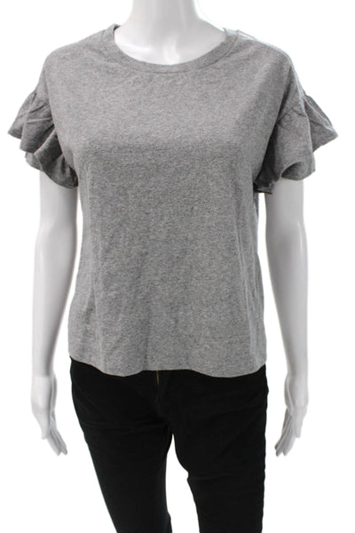 Madewell Womens Basic Solid Gray Cotton Crew Neck Short Sleeve T-Shirt Size XS