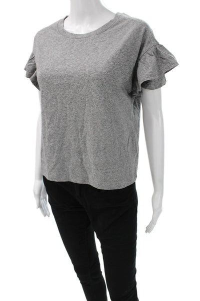 Madewell Womens Basic Solid Gray Cotton Crew Neck Short Sleeve T-Shirt Size XS