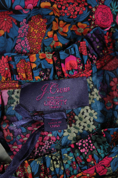 J Crew Womens Floral High Neck Long Sleeve Cotton Basic Blouse Size XS