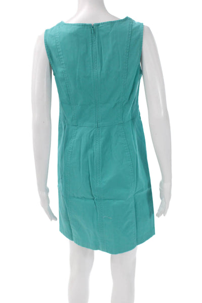 Boden Womens Sheath Green Cotton V-Neck Sleeveless Knee Length Dress Size 4P