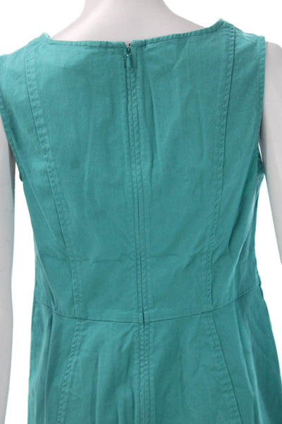 Boden Womens Sheath Green Cotton V-Neck Sleeveless Knee Length Dress Size 4P