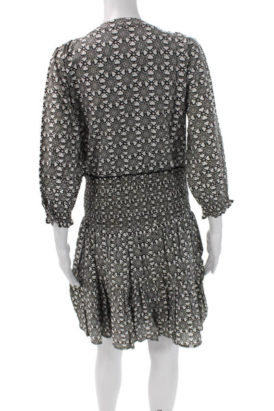 Madison Mathews Womens Boho Henley Mini Cotton Knee Length Dress 3/4 Slv Size S