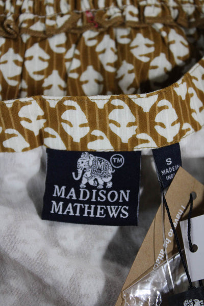 Madison Mathews Womens Mini V-Neck Cotton Button 3/4 Sleeve Dress Size S